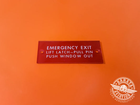 Placa de instrucciones de salida de emergencia P/N 58-530258-1