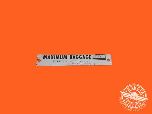 NOSE BAGGAGE PLACARD P/N: 5013118-2