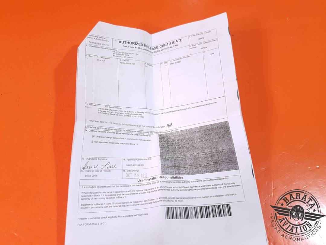 SPACER -ASSORTMENT PLATE NEW SURPLUS P/N 76104-08008-101 CADA UNIDADE