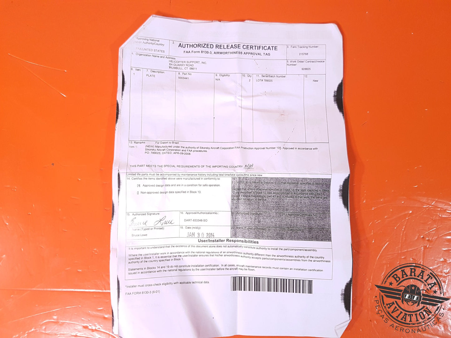 PLATE PRESSURE P/N: 500344