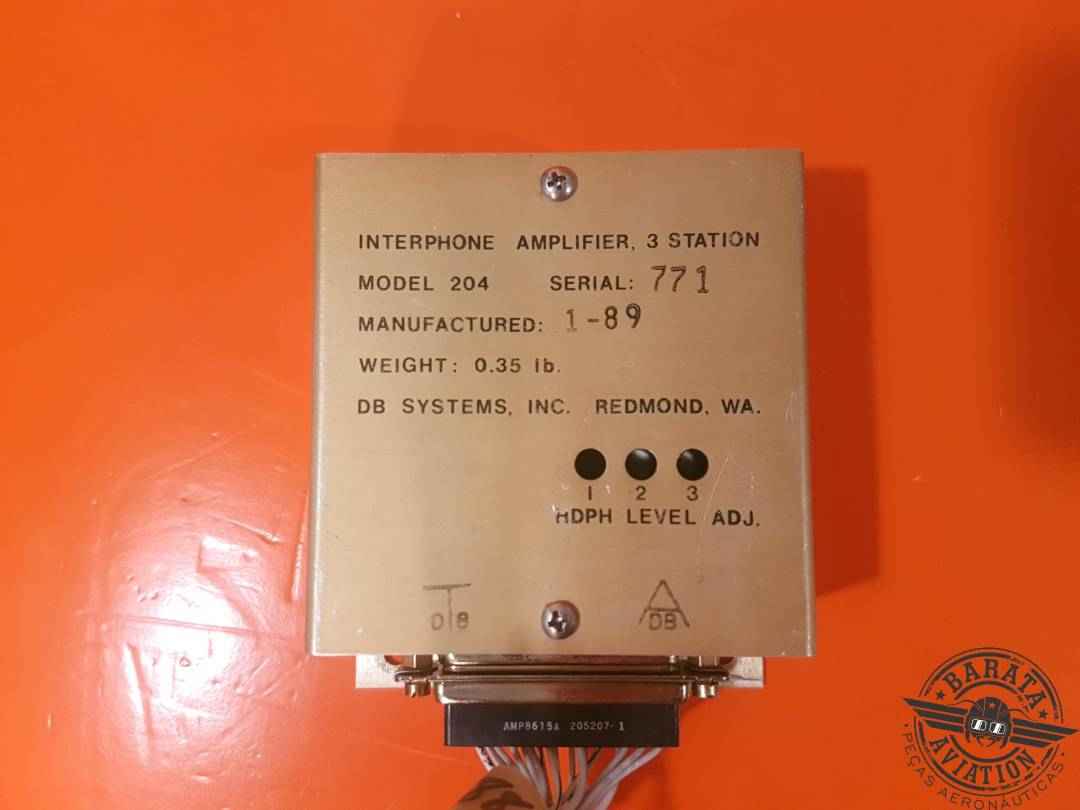 204 DB SYSTEMS MODEL 204 INTERPHONE AMPLIFIER - 3 STATIONS W/ CONNECTOR