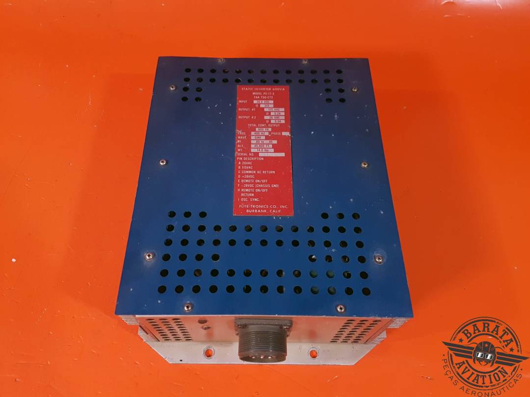 600VA FLITE-TRONICS STATIC INVERTER 28 VDC P/N PC-17-3