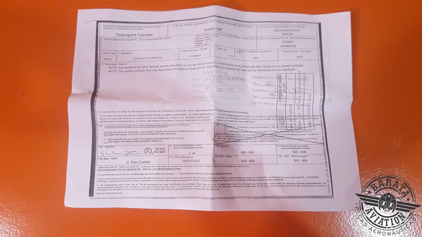 3115389-01 Pratt & Whitney Strainer - New