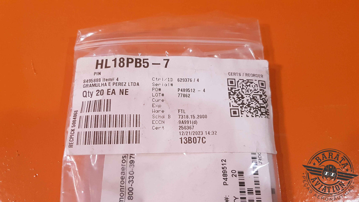 HL18PB5-7 West Coast Kit of 20 Hi-Lok Pins - New