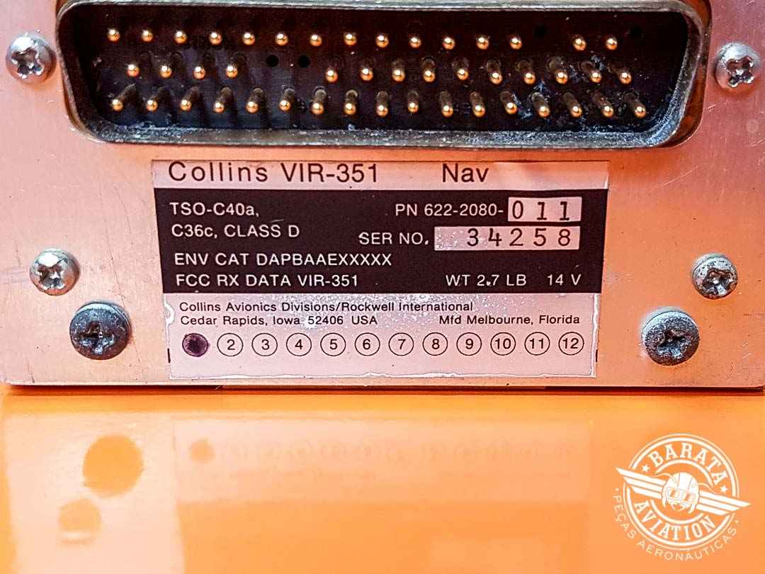 Rádio - NAV - 14 V Modelo: VIR-351 - P/N 622-2080-011 – Barata