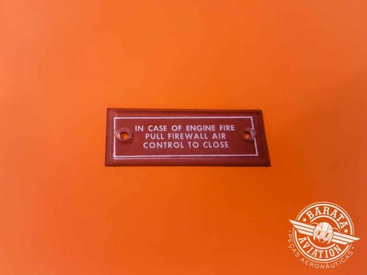 Engine Fire Instructions Placard P/N 33-324043