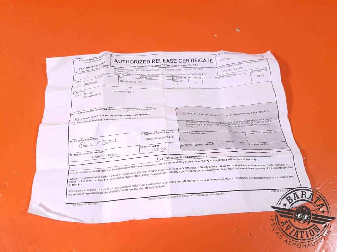 BEARING, BALL, AF CTRL, PRECISION NEW SURPLUS P/N: 38950-00902-102