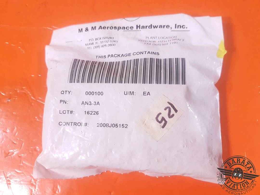 AN3-3A Pack With 125 Bolts -   New Surplus