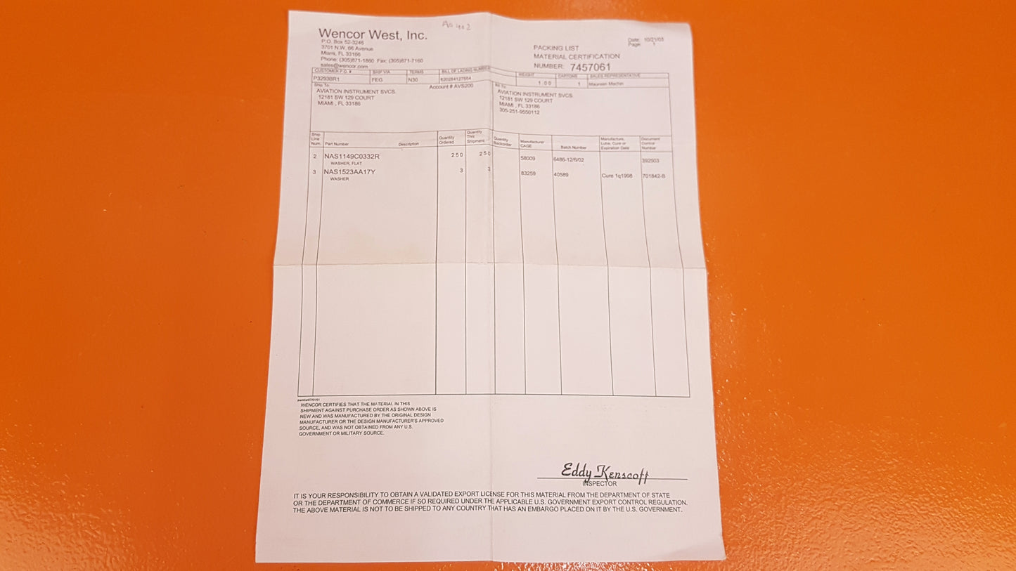 NAS1149C0332R Washer Kit