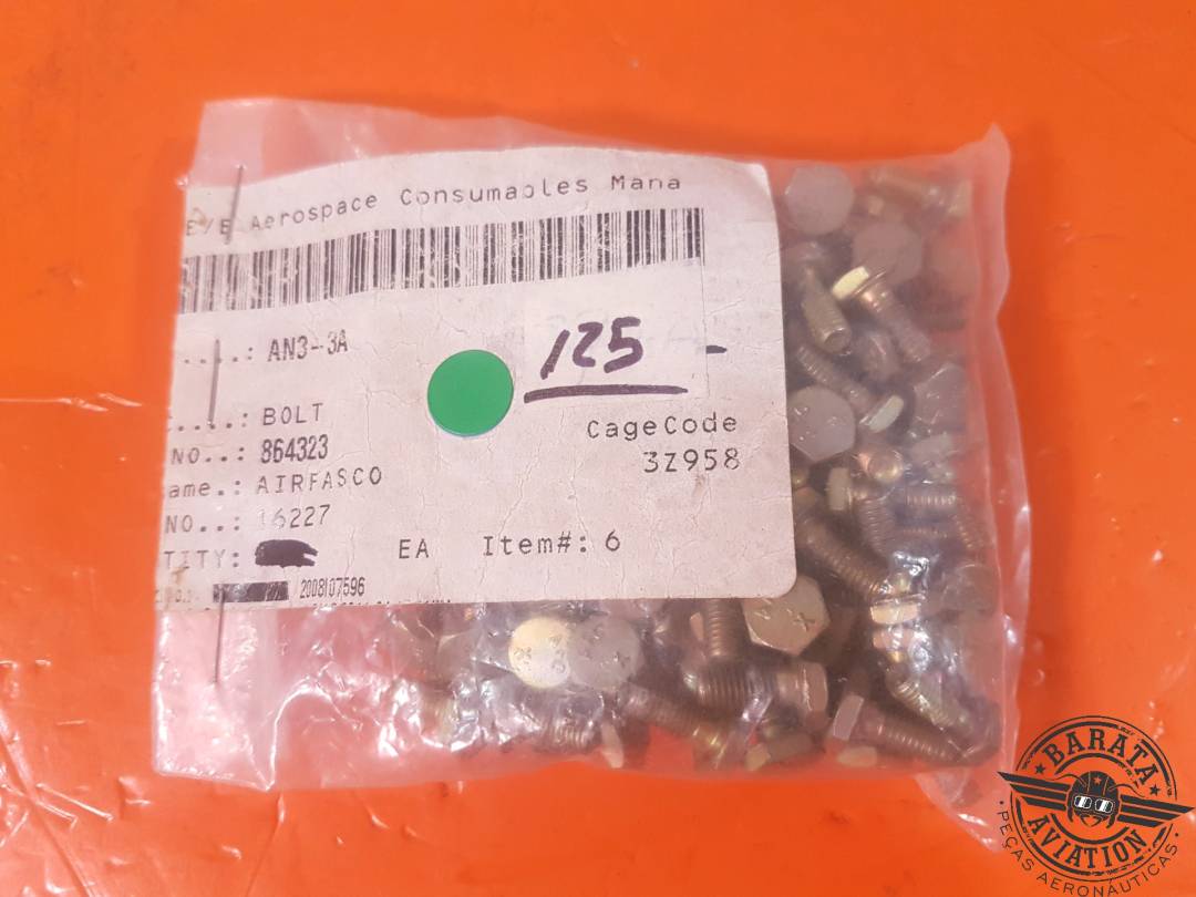Paquete AN3-3A con 125 pernos - Nuevo excedente