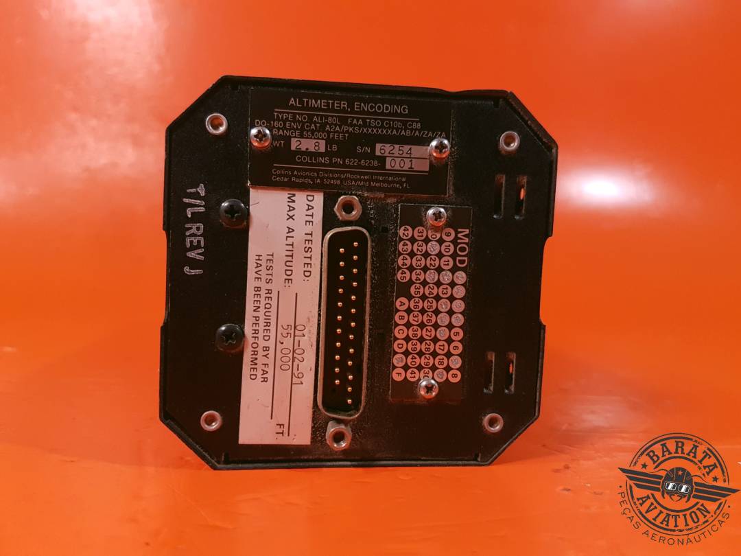 COLLINS ALTIMETER, ENCODING  RANGE 55.000 FEET P/N: 622-6238-001