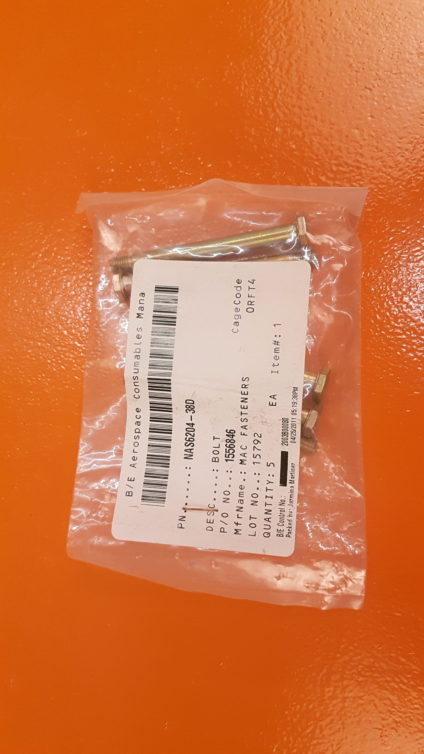 NAS6204-38D Mac fasteners, Bolt Kit