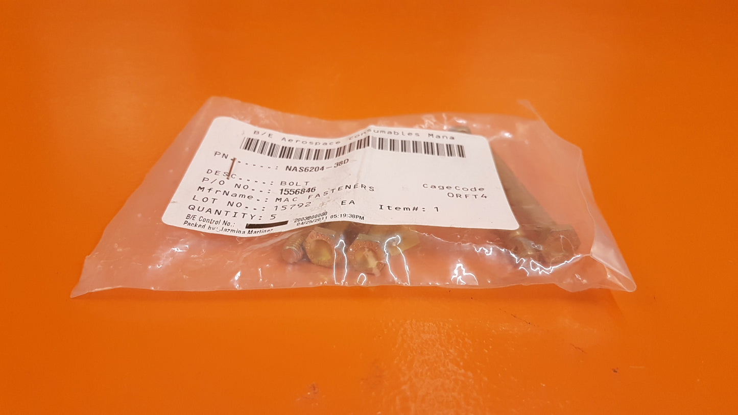 NAS6204-38D Mac fasteners, Bolt Kit