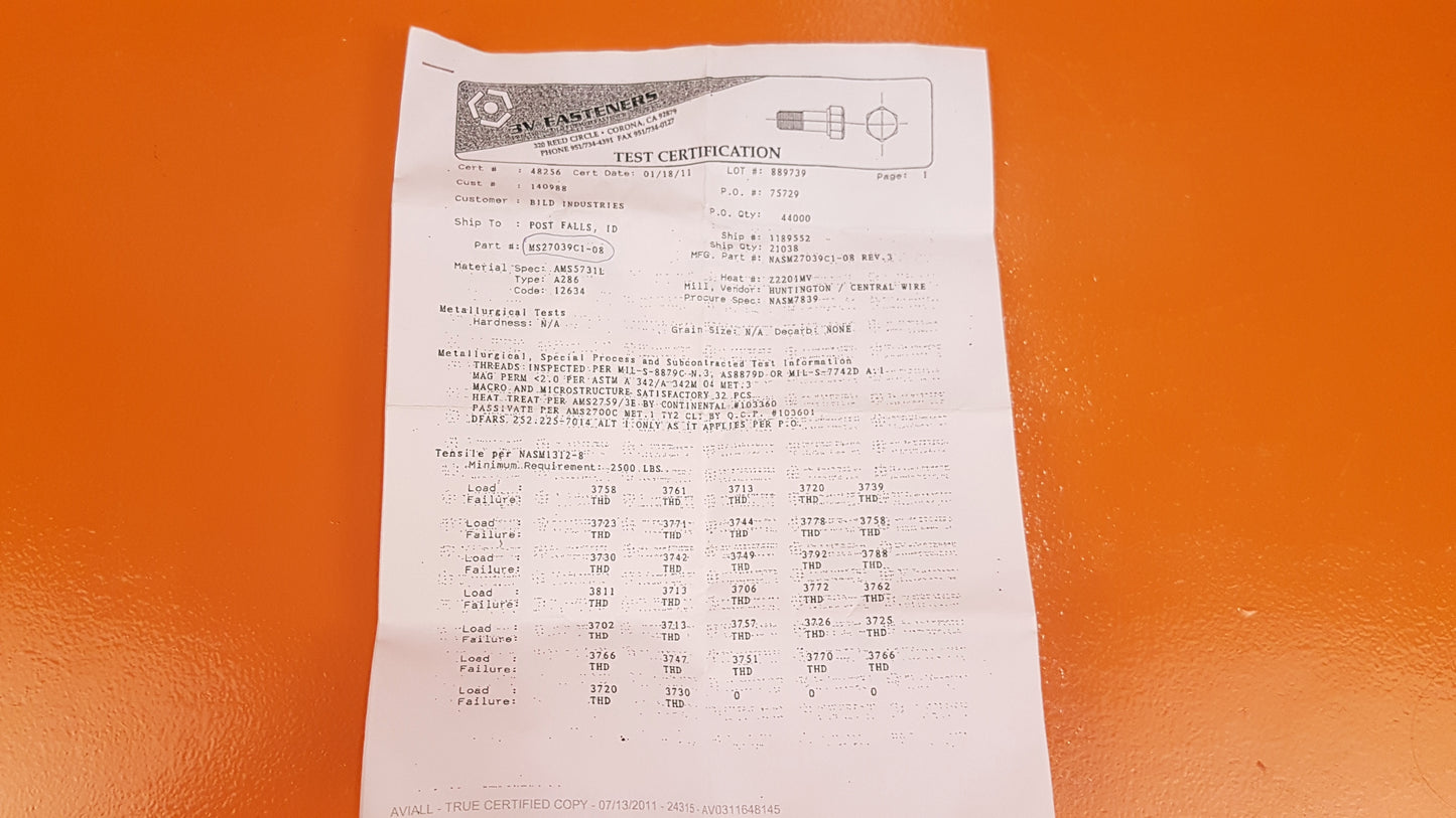 MS27039C1-08 bolt Kit