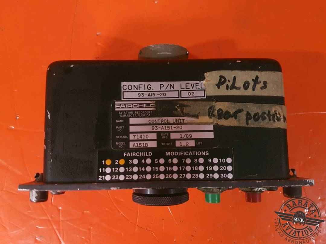 FAIRCHILD A151B CVR CONTROL  COCKPIT VOICE RECORDER P/N: 93-A151-20