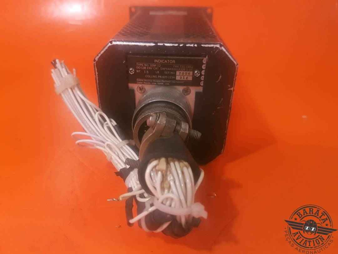 COLLINS 339F-12 DME INDICATOR 28VDC  W/ CONNECTOR AND WIRING P/N 622-1234-012