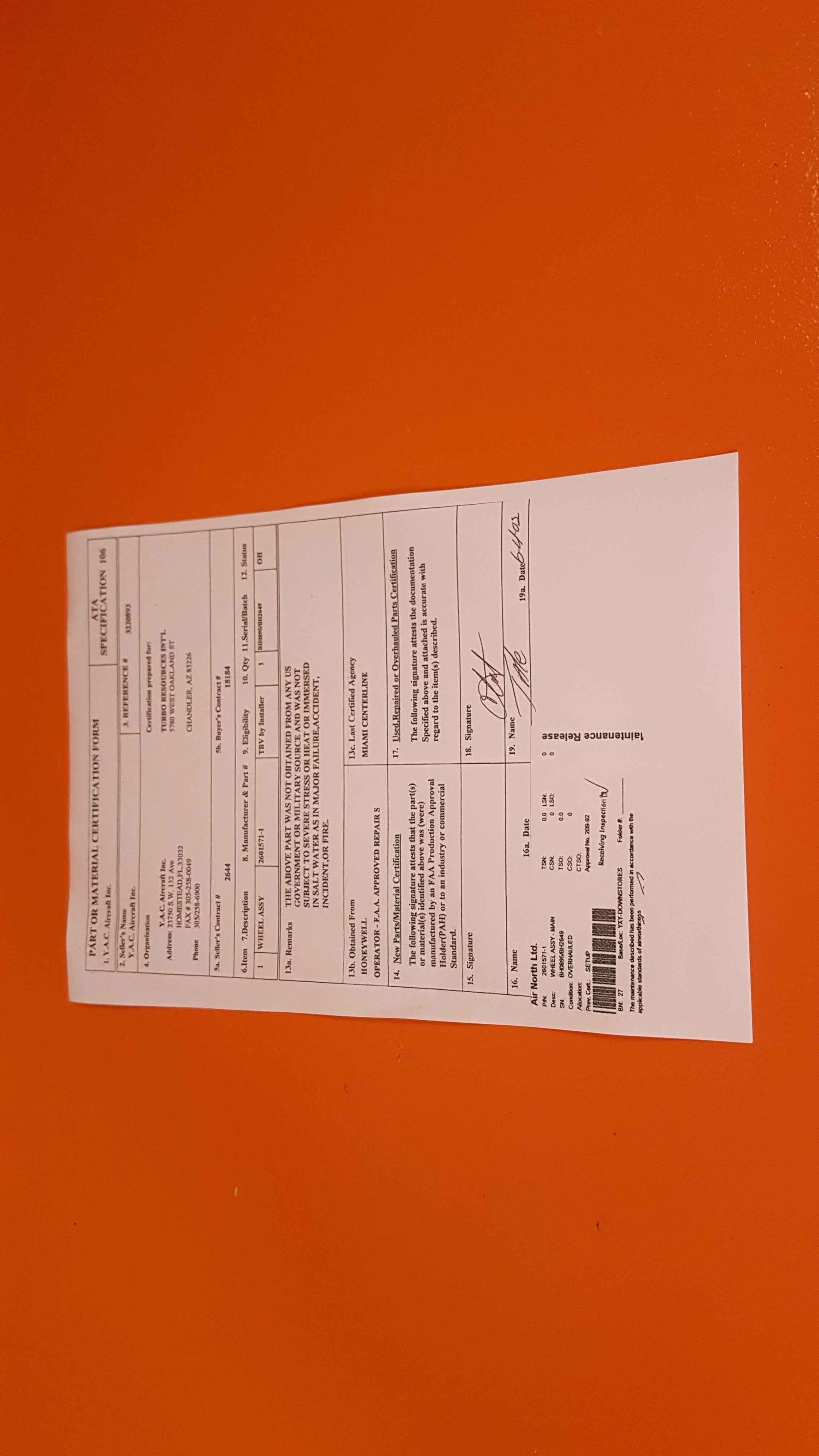 2601571-1 Bendix B737 Main Wheel Assy