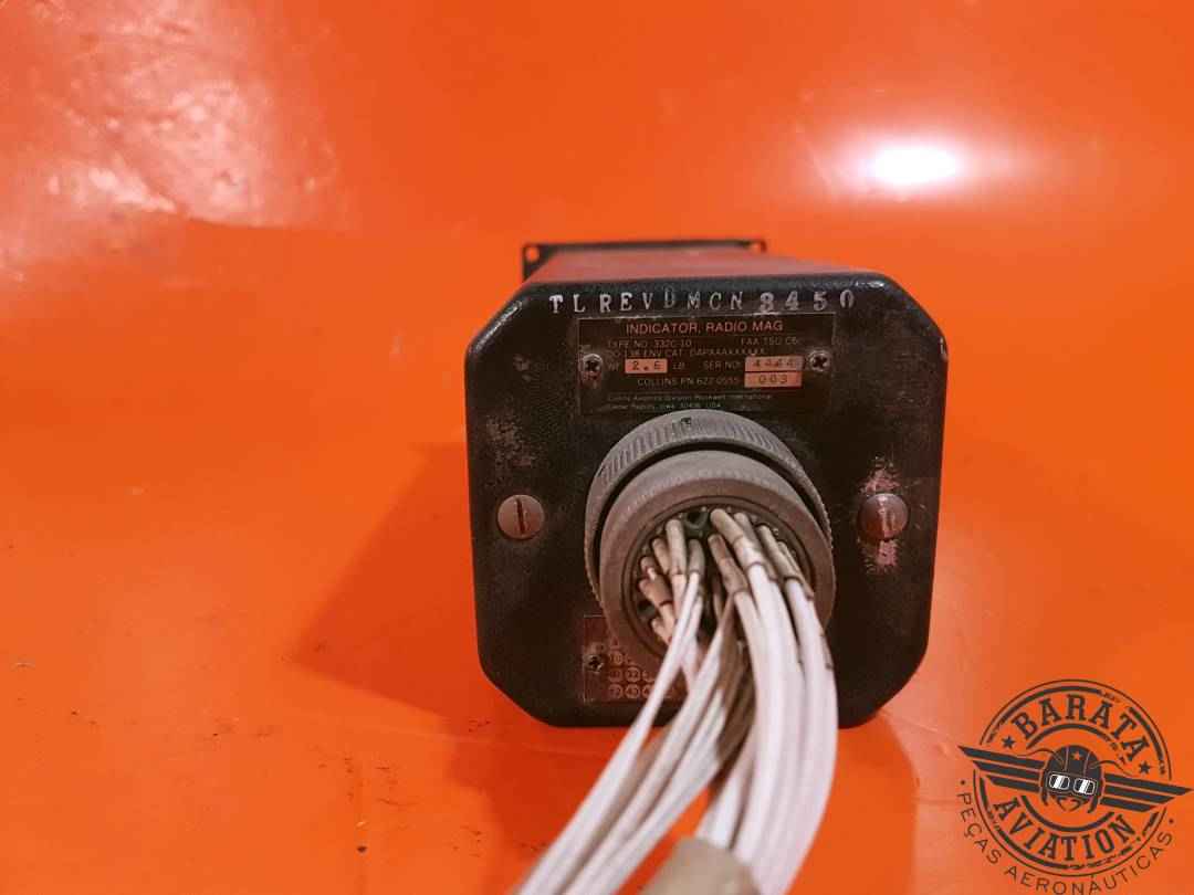 622-0555-003 Collins 332C-10 RMI Magnetic Indicator - W/ Connectors - Inoperante - Apenas para Retirada de Peças