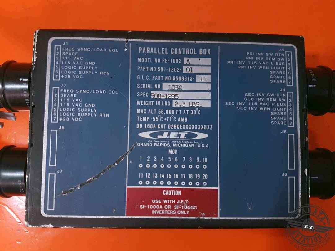 501-1262-01 J.E.T. PB-1002A Parallel Control Box 28 vdc