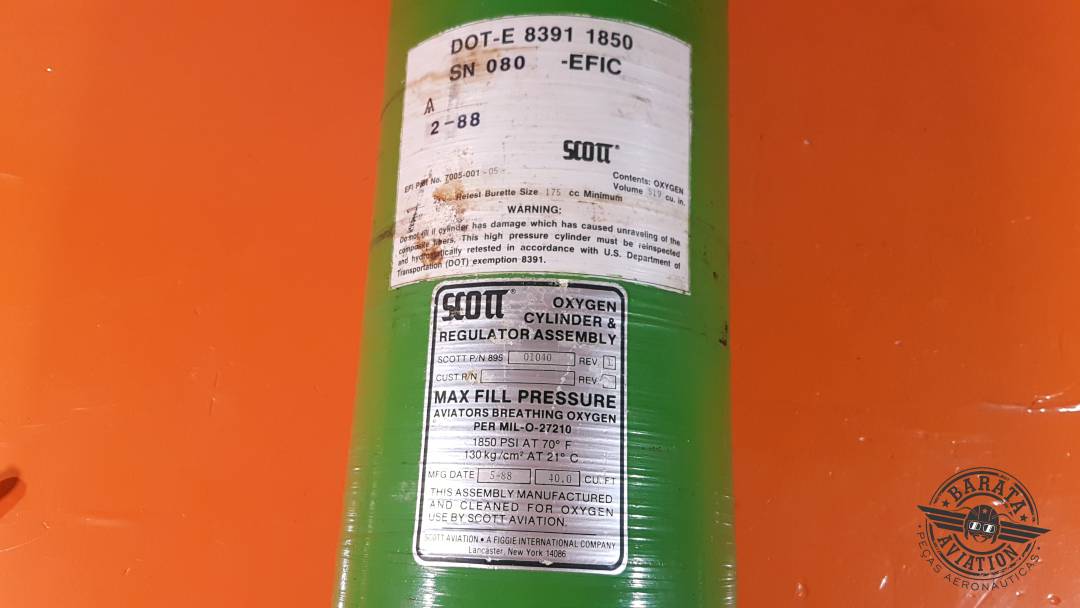 895-01040 Conjunto de cilindro de oxígeno Scott