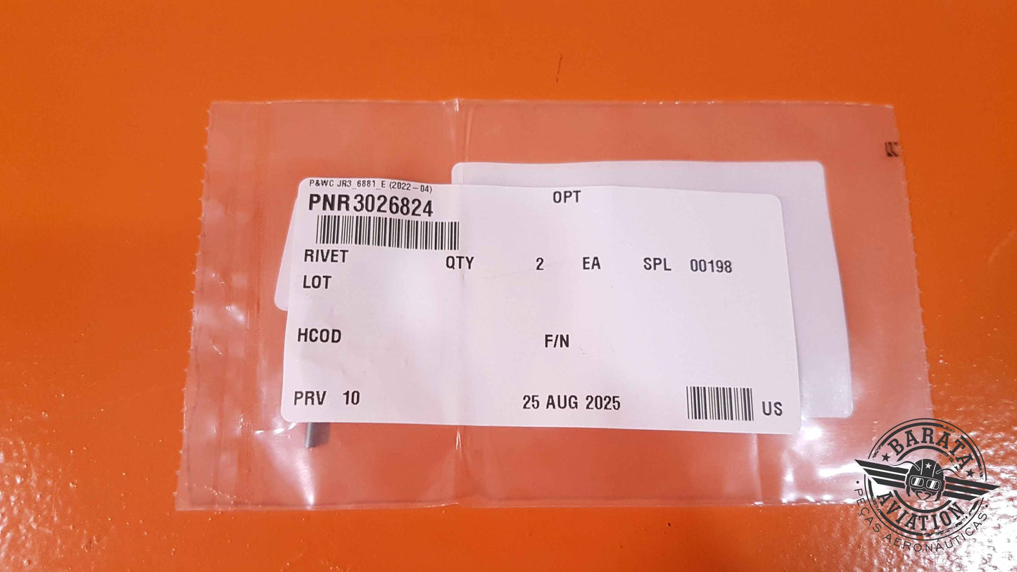 3026824   Pratt & Whitney Rivet  - New - Each