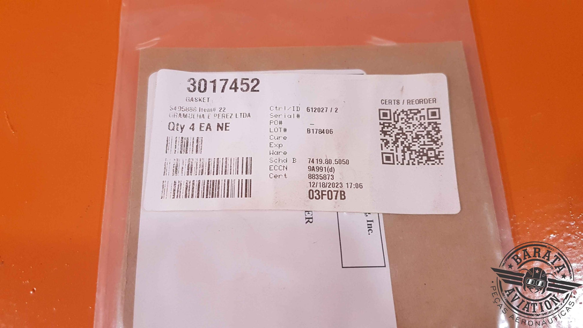 3017452 Ontic Engineering Gasket Igniter - Novo