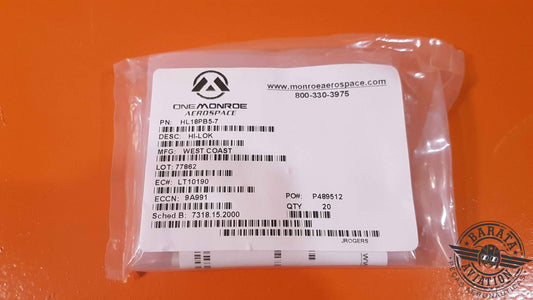HL18PB5-7   West Coast Kit of 20 Hi-Lok Pins - New
