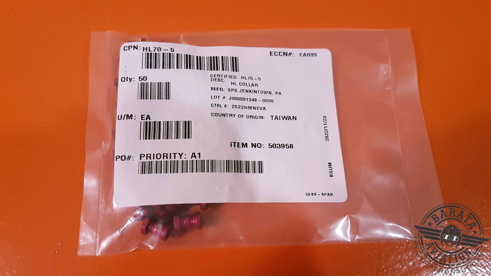 HL70-5 Kit of 50 Collars Hi-lok Red - Novo