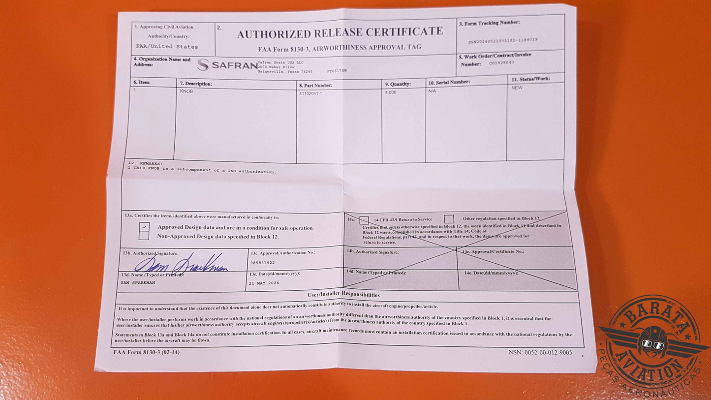 41102041-1 Safran Knob - Novo