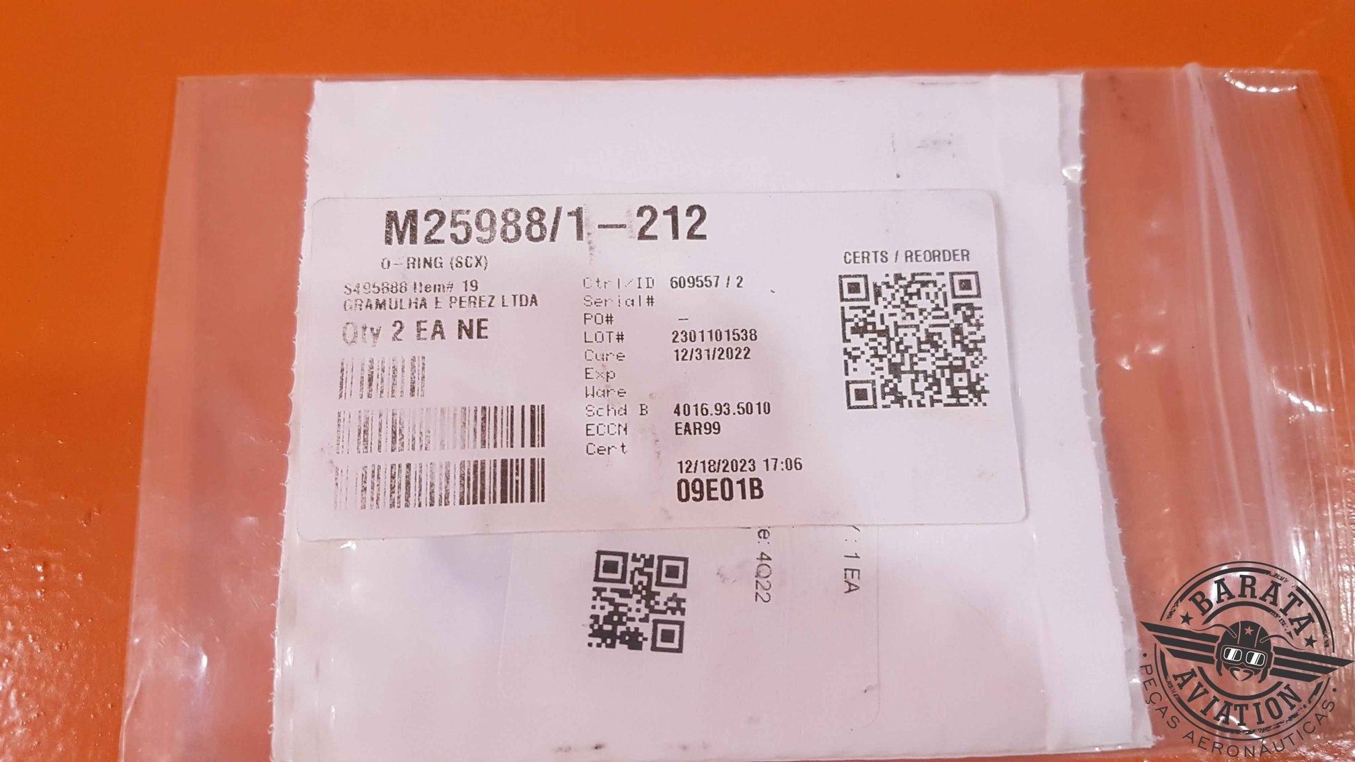 M25988/1-212 Kit of 2 O-rings  - novo